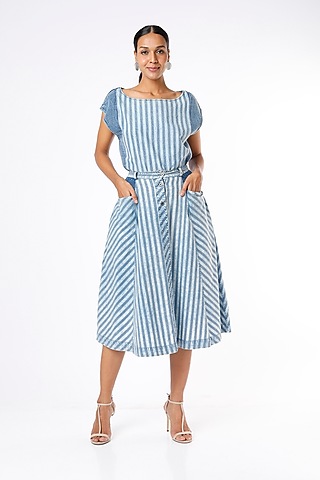 Cobalt Blue Indigo-Dyed Skirt by Sonica Sarna