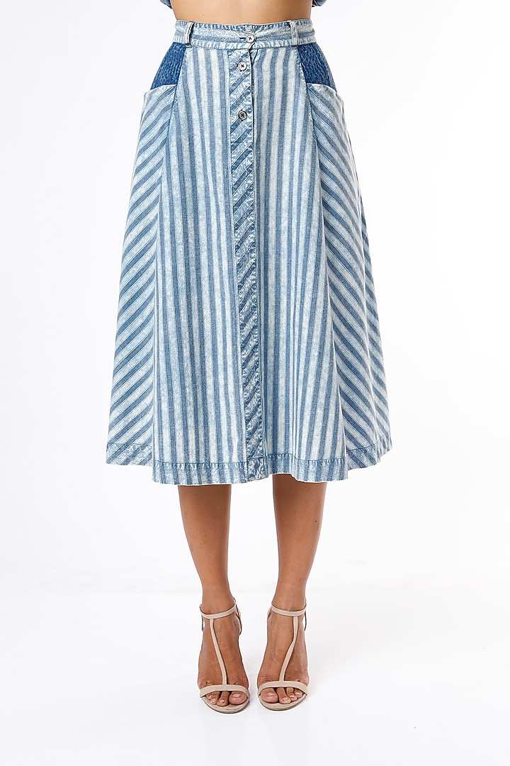 Cobalt Blue Indigo-Dyed Skirt by Sonica Sarna at Pernia's Pop Up Shop