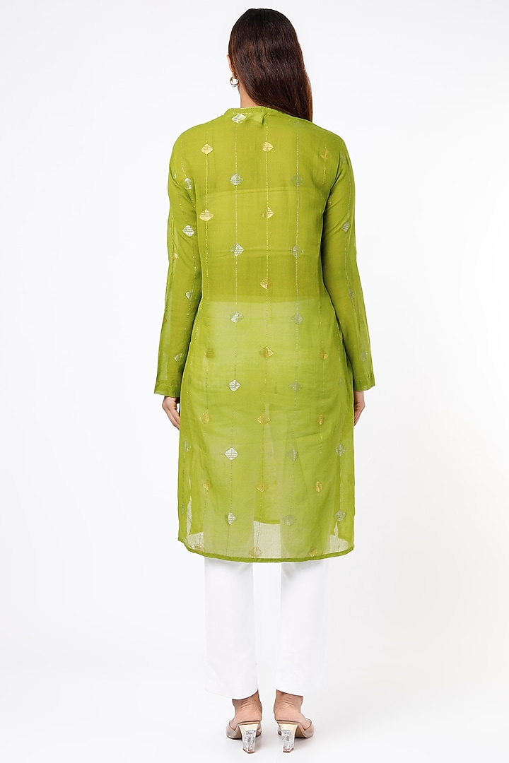 Green Hand Embroidered Kurta by Sonica Sarna at Pernia's Pop Up Shop