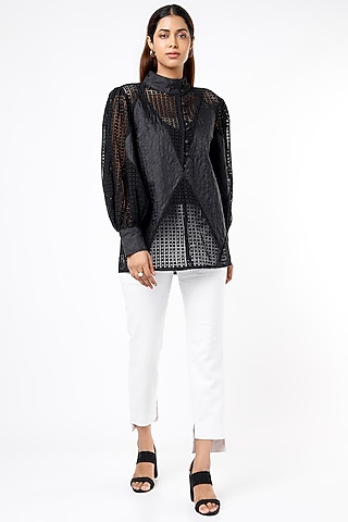 Black Cotton Top by Sonica Sarna