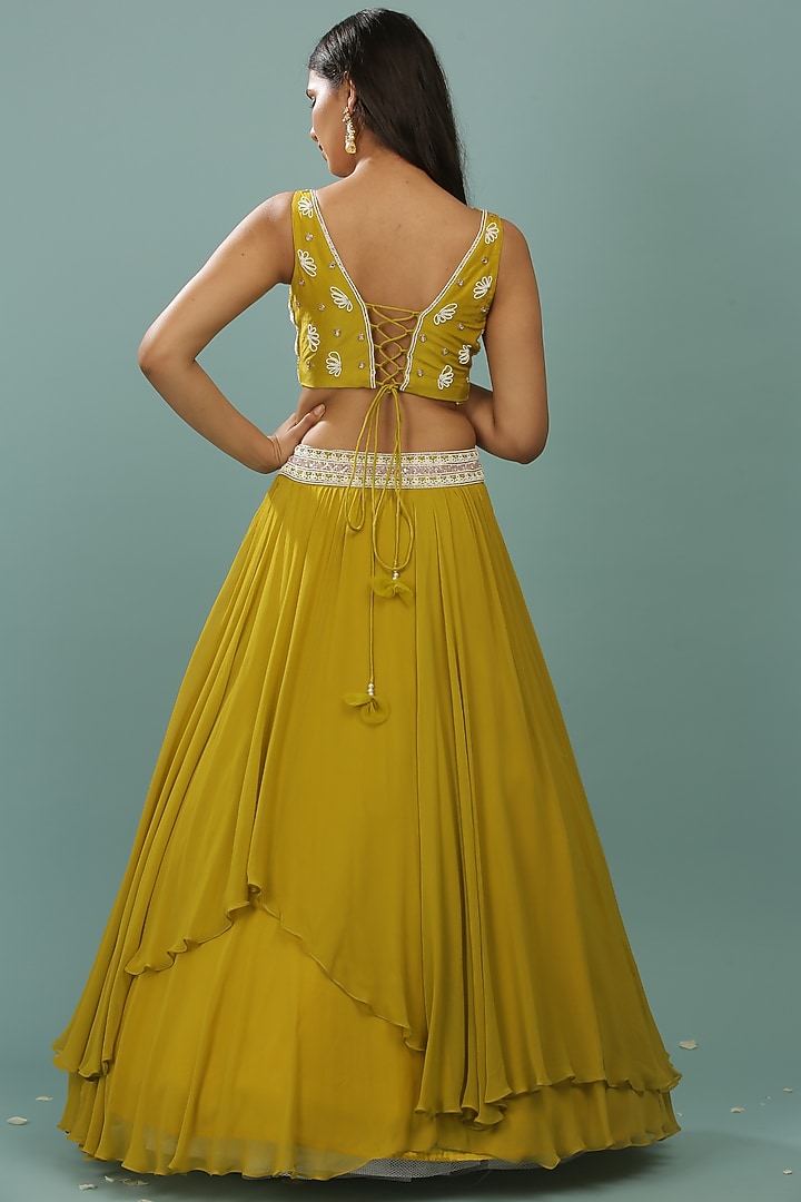 Lime Green Embroidered Wedding Lehenga Set by SONAL PASRIJA at Pernia's Pop Up Shop