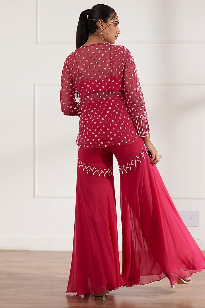 Fuchsia Georgette Gharara Set by SONAL PASRIJA at Pernia's Pop Up Shop