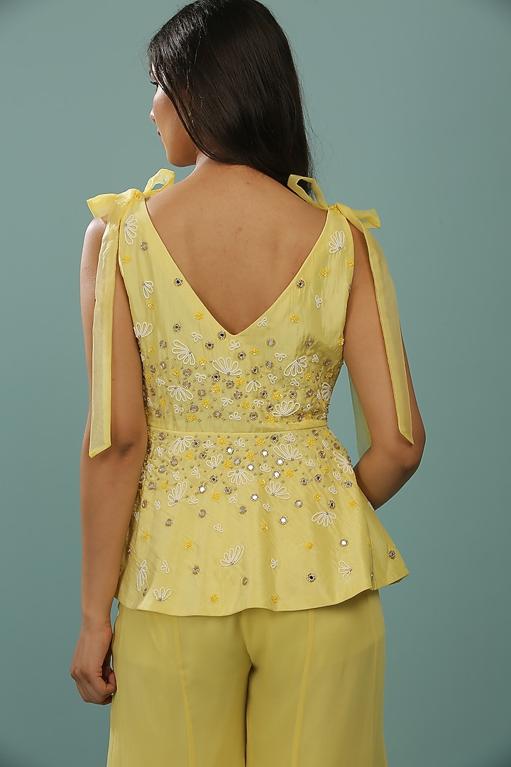 Lemon Yellow Organza Party Wear Sharara Set by SONAL PASRIJA at Pernia's Pop Up Shop