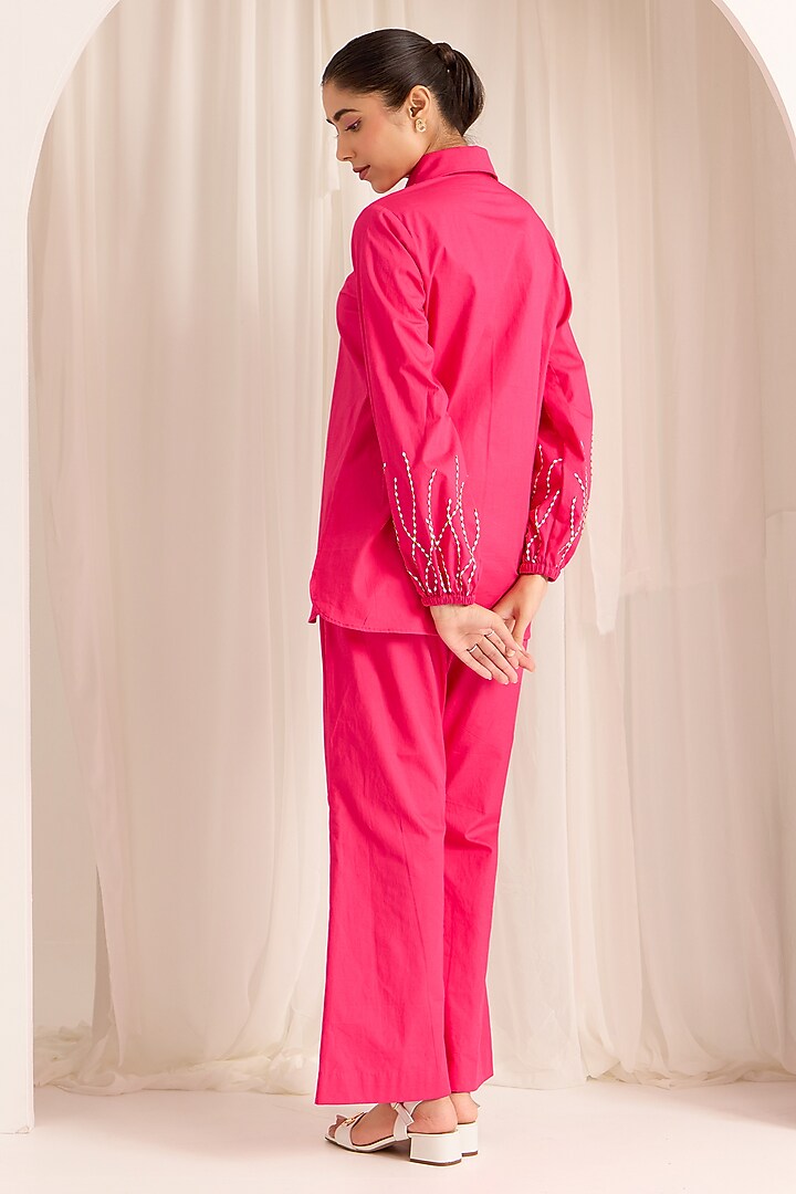 Pink Cotton Hand Embroidered Co-Ord Set by Sonal Pasrija at Pernia's Pop Up Shop