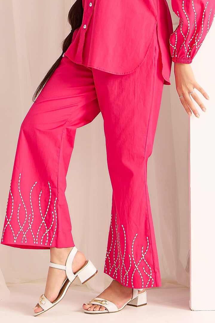 Pink Cotton Hand Embroidered Co-Ord Set by Sonal Pasrija at Pernia's Pop Up Shop