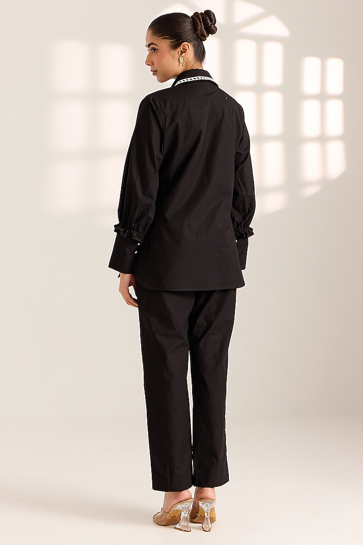 Black Cotton Hand Embroidered Co-Ord Set by Sonal Pasrija at Pernia's Pop Up Shop