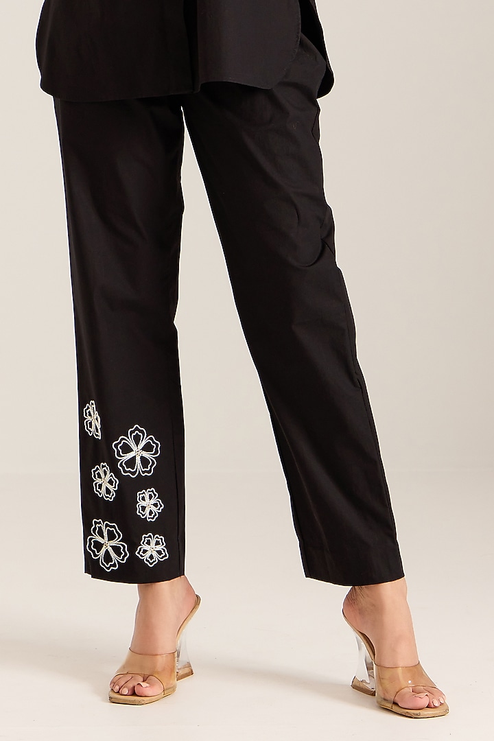 Black Cotton Hand Embroidered Co-Ord Set by Sonal Pasrija at Pernia's Pop Up Shop