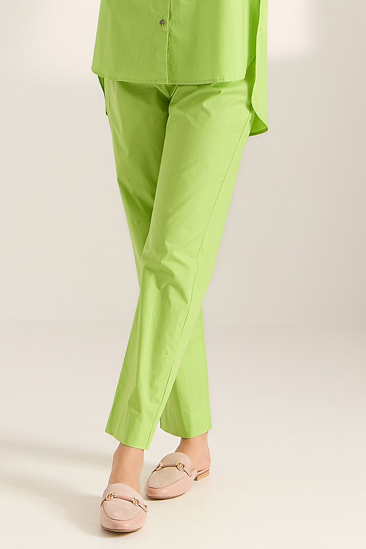 Green Cotton Embroidered Co-Ord Set by Sonal Pasrija at Pernia's Pop Up Shop