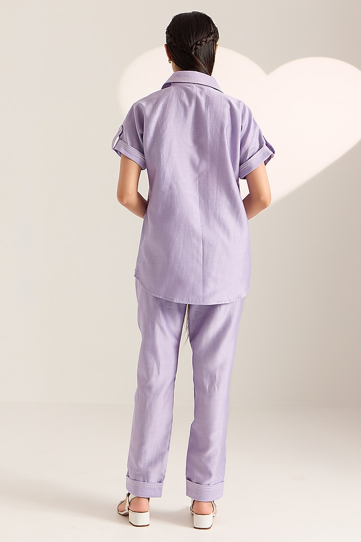 Lilac Chanderi Hand Embroidered Co-Ord Set by Sonal Pasrija at Pernia's Pop Up Shop