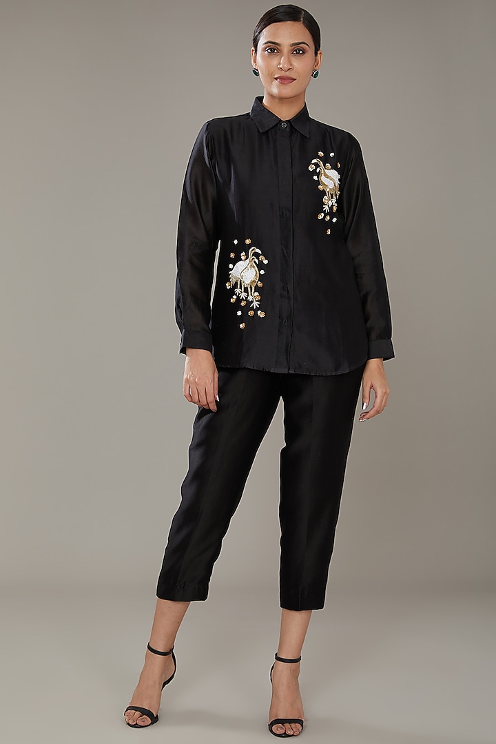 Black Chanderi Co-Ord Set by SONAL PASRIJA at Pernia's Pop Up Shop