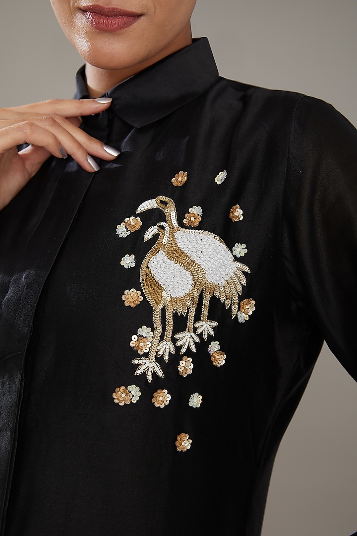 Black Chanderi Co-Ord Set by SONAL PASRIJA at Pernia's Pop Up Shop