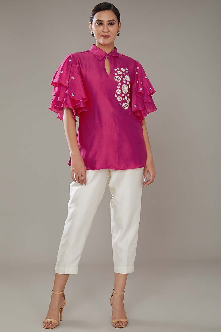 Off-White Chanderi Co-Ord Set by SONAL PASRIJA at Pernia's Pop Up Shop