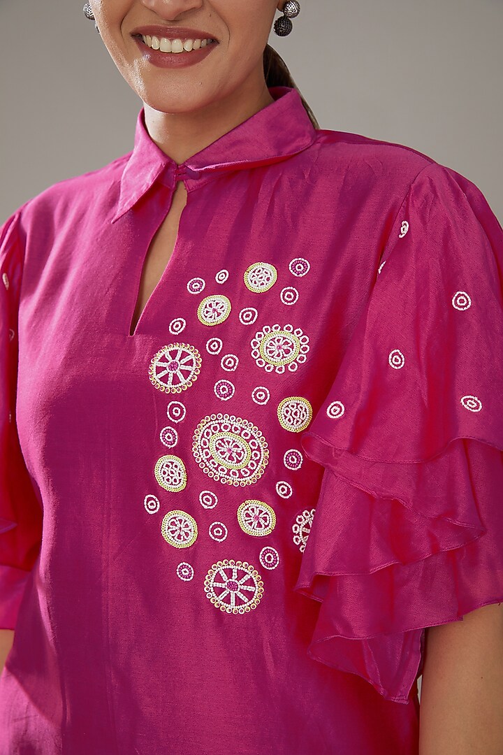 Off-White Chanderi Co-Ord Set by SONAL PASRIJA at Pernia's Pop Up Shop