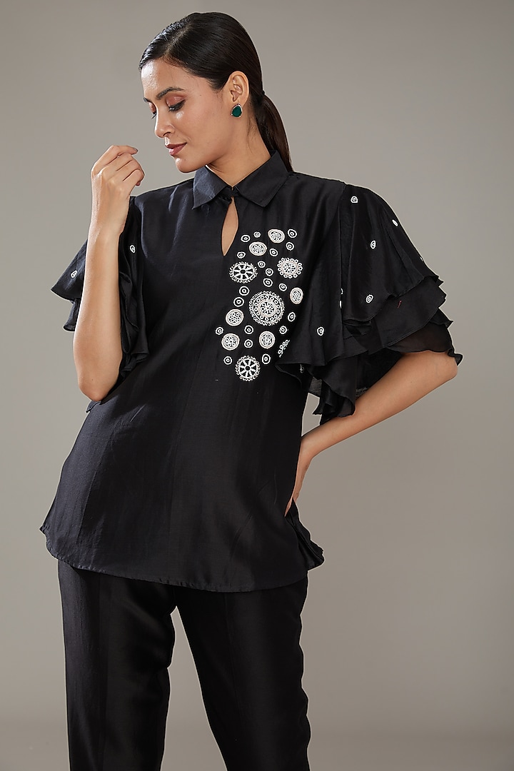 Black Chanderi Co-Ord Set by SONAL PASRIJA