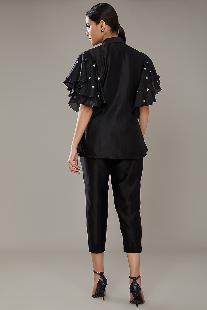 Black Chanderi Co-Ord Set by SONAL PASRIJA at Pernia's Pop Up Shop