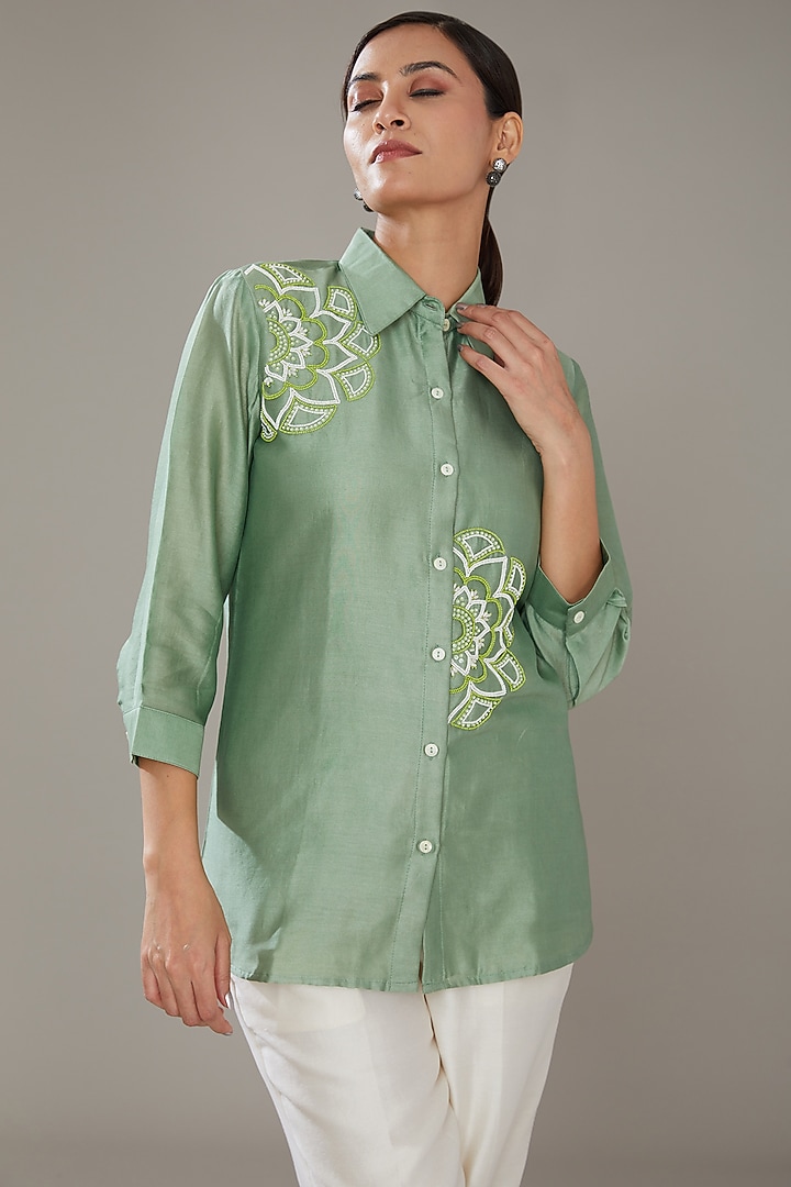 Off-White Chanderi Co-Ord Set by SONAL PASRIJA at Pernia's Pop Up Shop