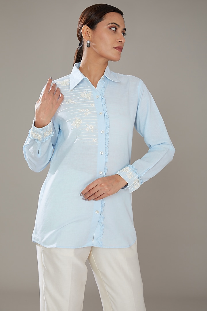 Off-White Chanderi Co-Ord Set by SONAL PASRIJA at Pernia's Pop Up Shop
