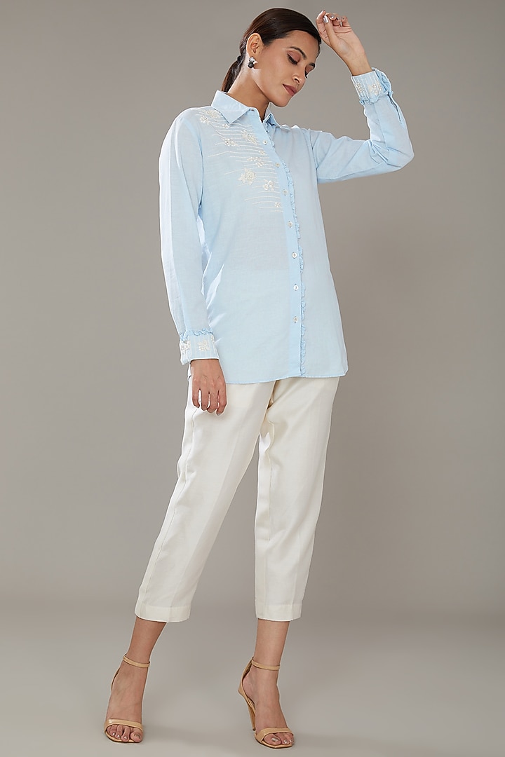 Off-White Chanderi Co-Ord Set by SONAL PASRIJA at Pernia's Pop Up Shop