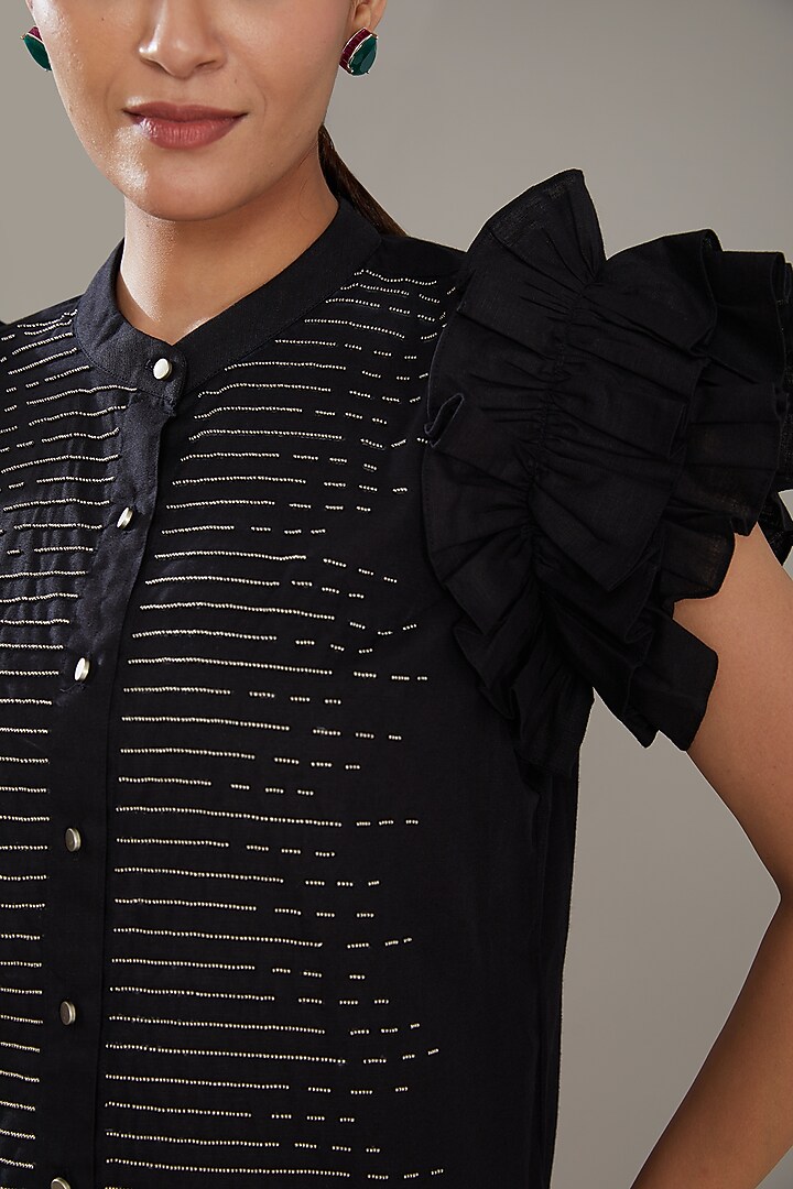 Black Chanderi Co-Ord Set by SONAL PASRIJA at Pernia's Pop Up Shop