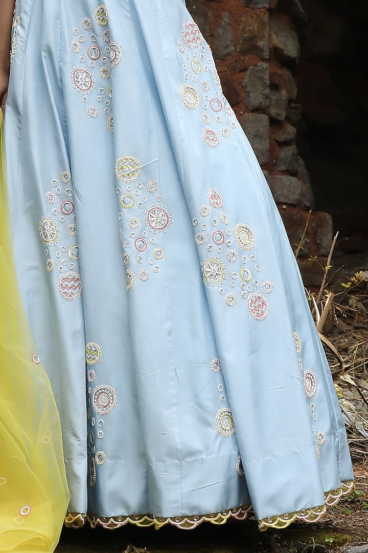 Powder Blue Embroidered Wedding Lehenga Set by SONAL PASRIJA at Pernia's Pop Up Shop