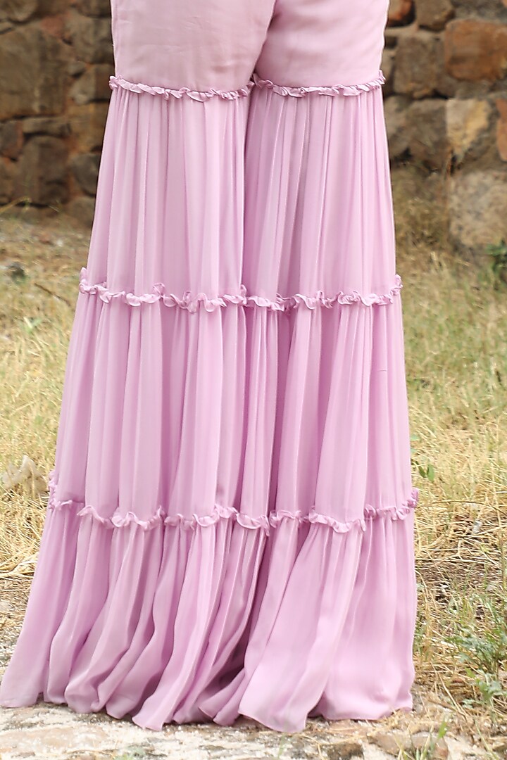 Lilac Georgette Gharara Set by SONAL PASRIJA at Pernia's Pop Up Shop