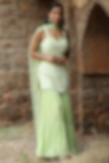 Mint Green Georgette Gharara Set by SONAL PASRIJA at Pernia's Pop Up Shop