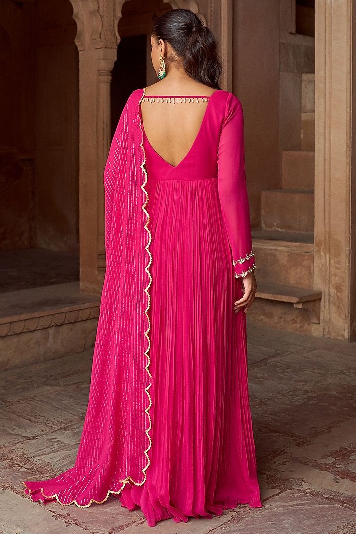 Majestic Turquoise Georgette Festive Anarkali Featuring Vartika Singh