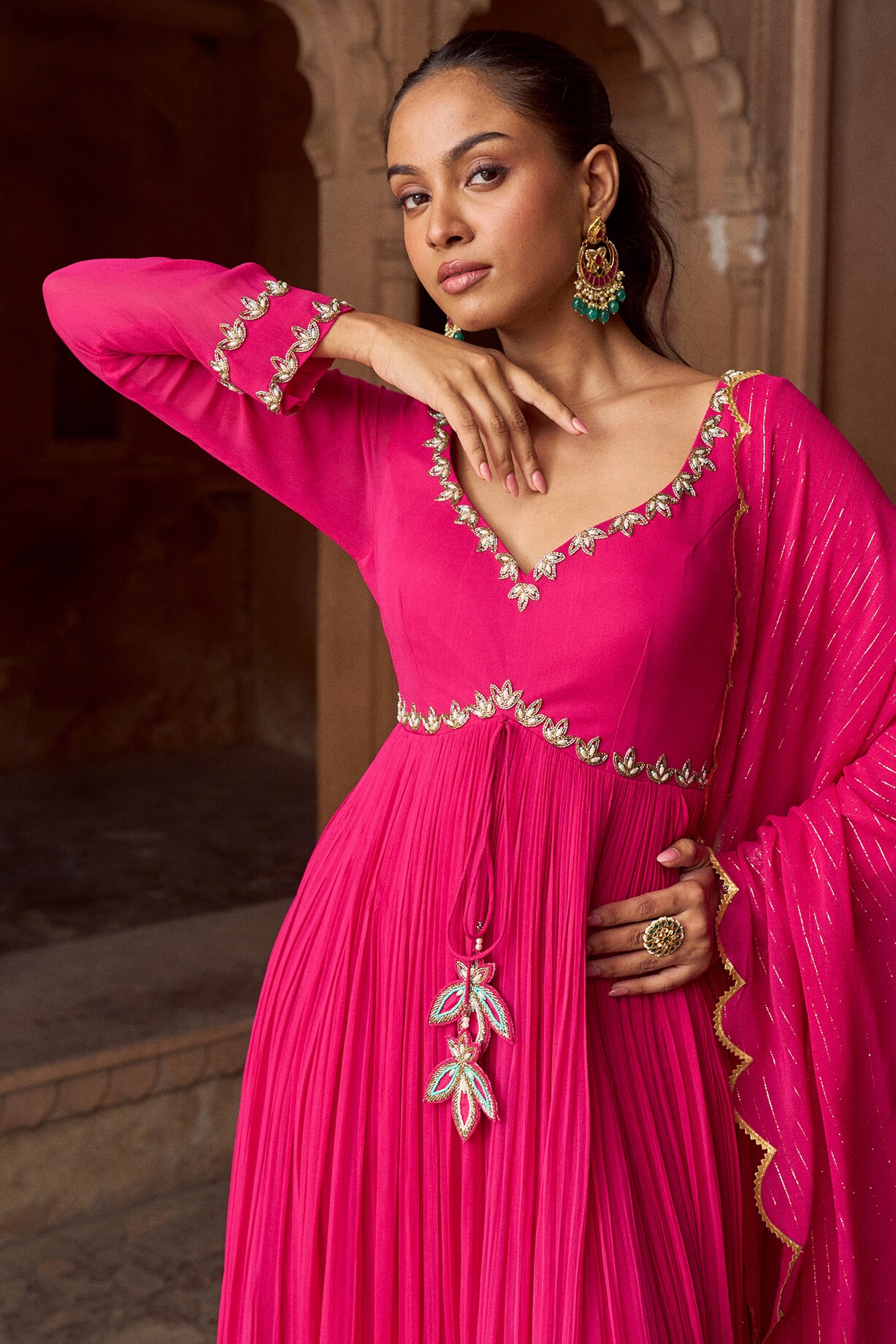 Festive Alia Multishaded Soft Georgette Anarkali Set main image 1