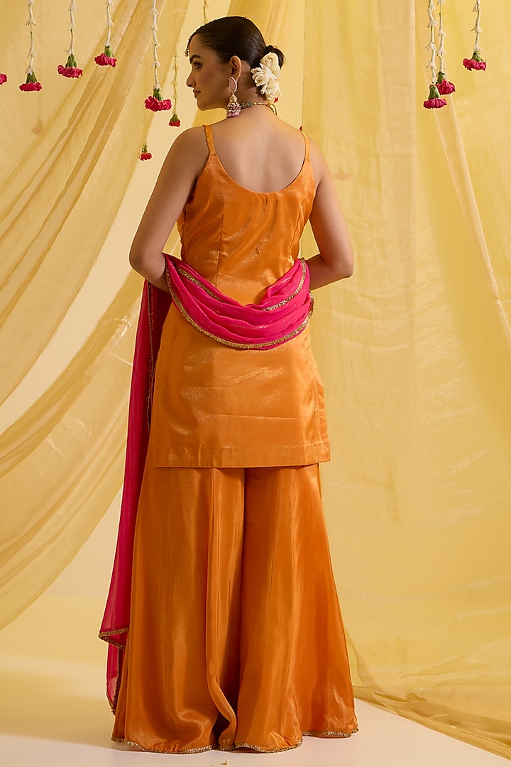 Orange Silk Tissue & Lurex Party Wear Sharara Set by SONAL PASRIJA at Pernia's Pop Up Shop
