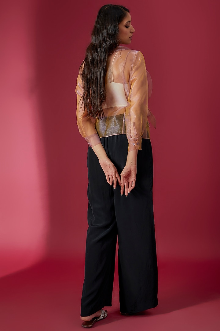 Holographic Two-Toned Organza Embroidered Wrap Around Shirt by Sonaakshi Raaj at Pernia's Pop Up Shop