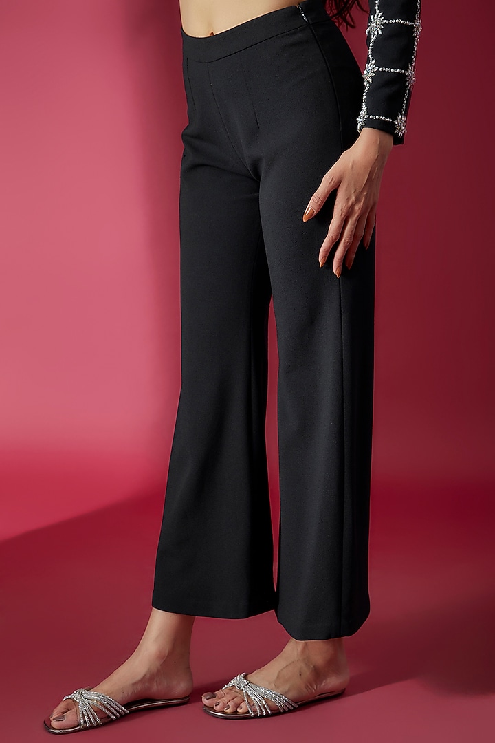 Black Micro Lycra Blazer Set by Sonaakshi Raaj at Pernia's Pop Up Shop