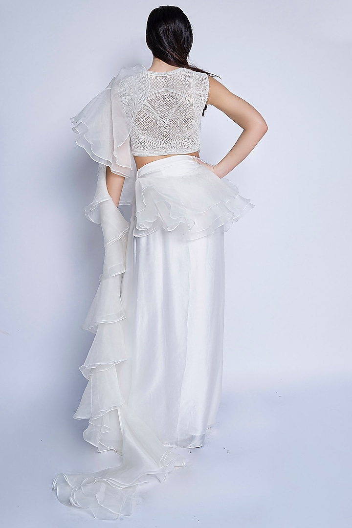 Ivory Pleated Skirt Set by Sonaakshi Raaj at Pernia's Pop Up Shop