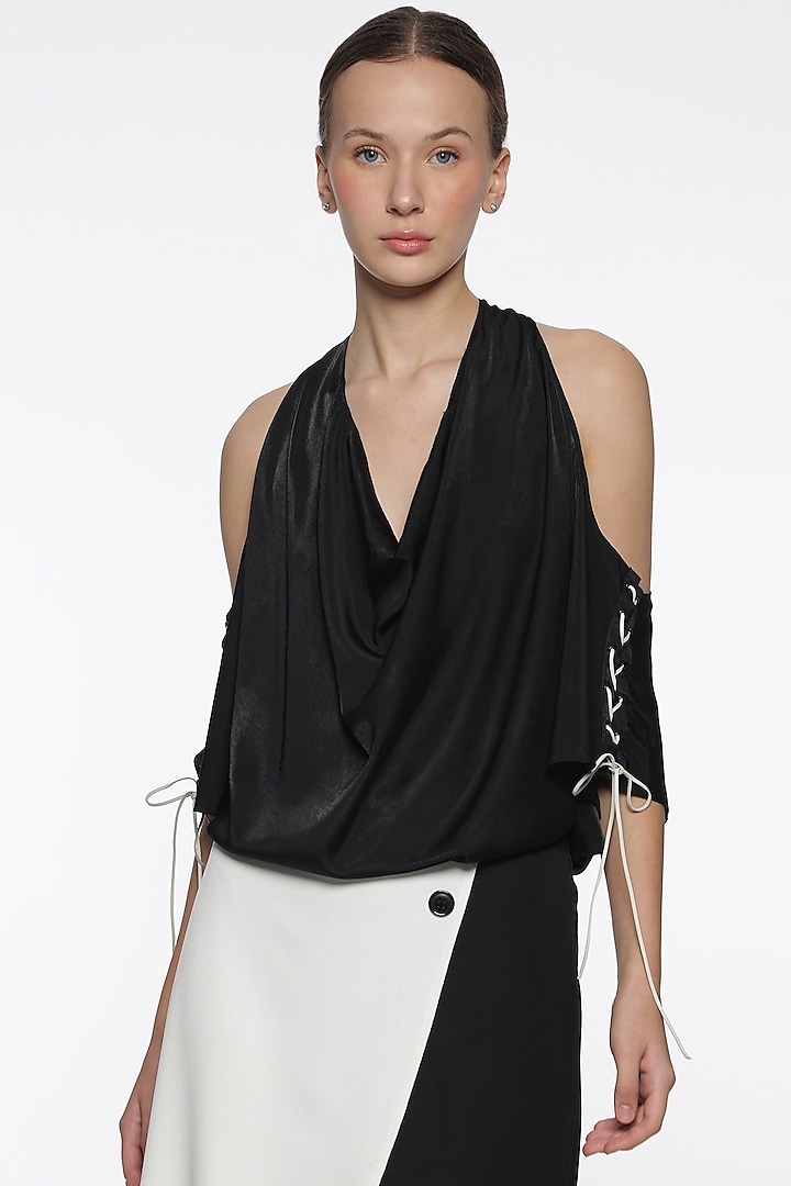 Black Satin Top by Sonal Singh at Pernia's Pop Up Shop