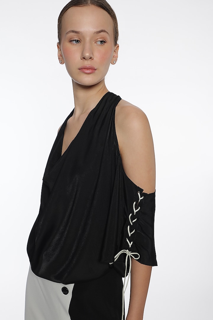 Black Satin Top by Sonal Singh at Pernia's Pop Up Shop