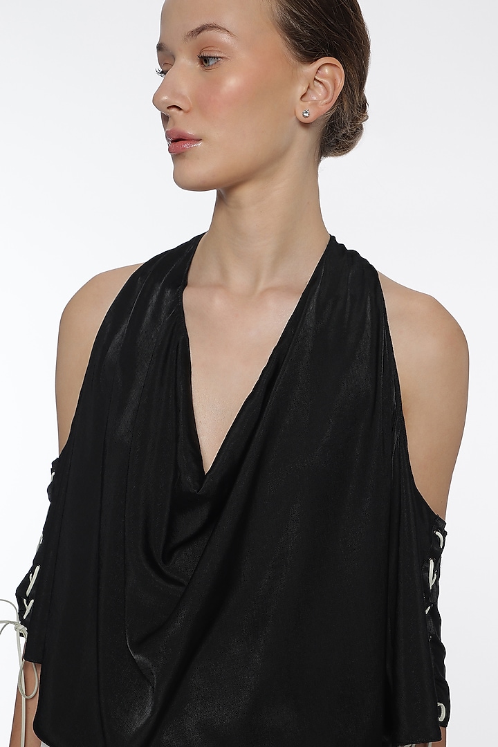 Black Satin Top by Sonal Singh at Pernia's Pop Up Shop
