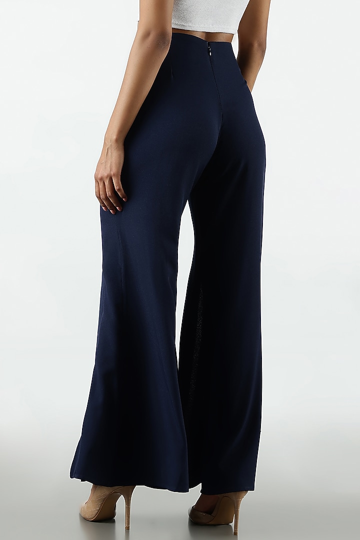 Blue Moss Crepe Flared Pant by Sonal Singh at Pernia's Pop Up Shop