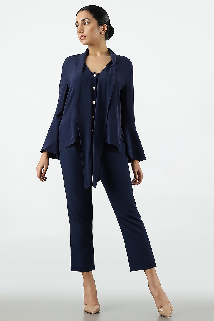 Blue Banana Crepe Pant by Sonal Singh at Pernia's Pop Up Shop