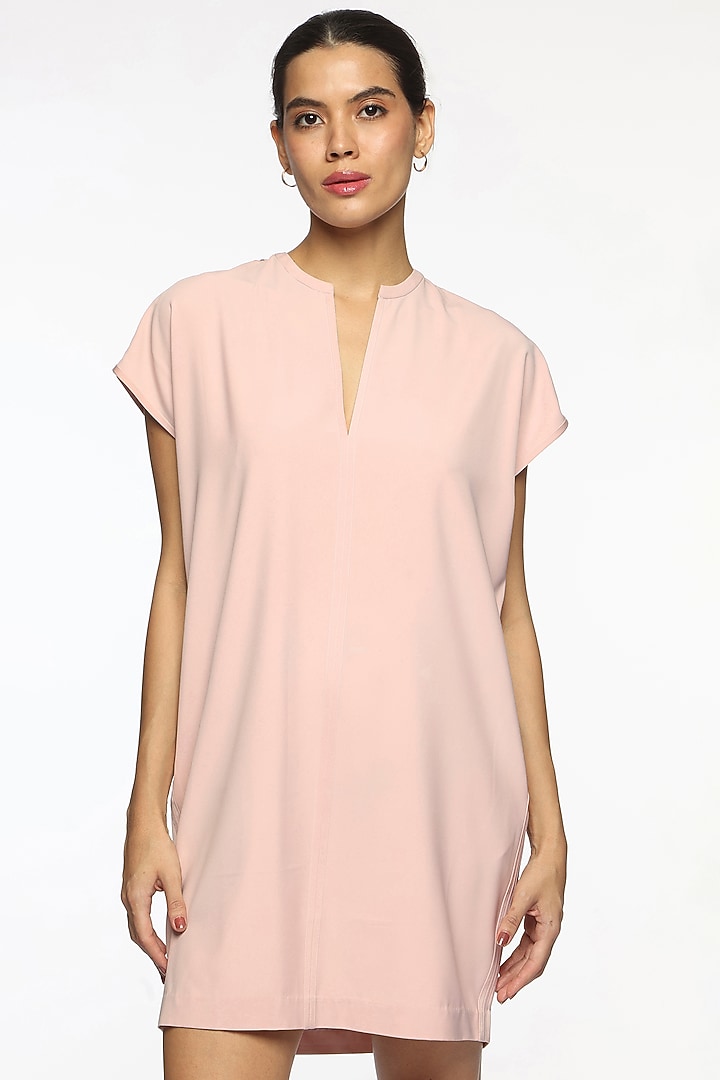 Pink Satin Hand Embroidered Summer Dress by Sonal Singh at Pernia's Pop Up Shop