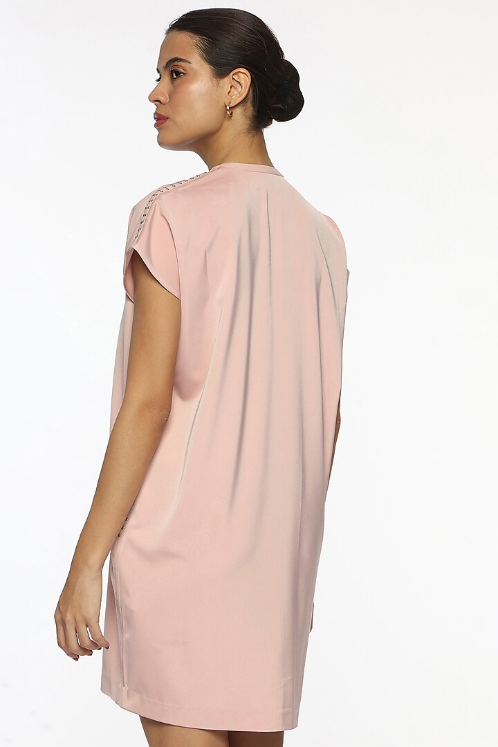 Pink Satin Hand Embroidered Summer Dress by Sonal Singh at Pernia's Pop Up Shop