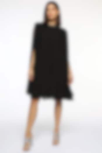 Black Georgette Crystal Hand Embroidered Summer Dress by Sonal Singh at Pernia's Pop Up Shop