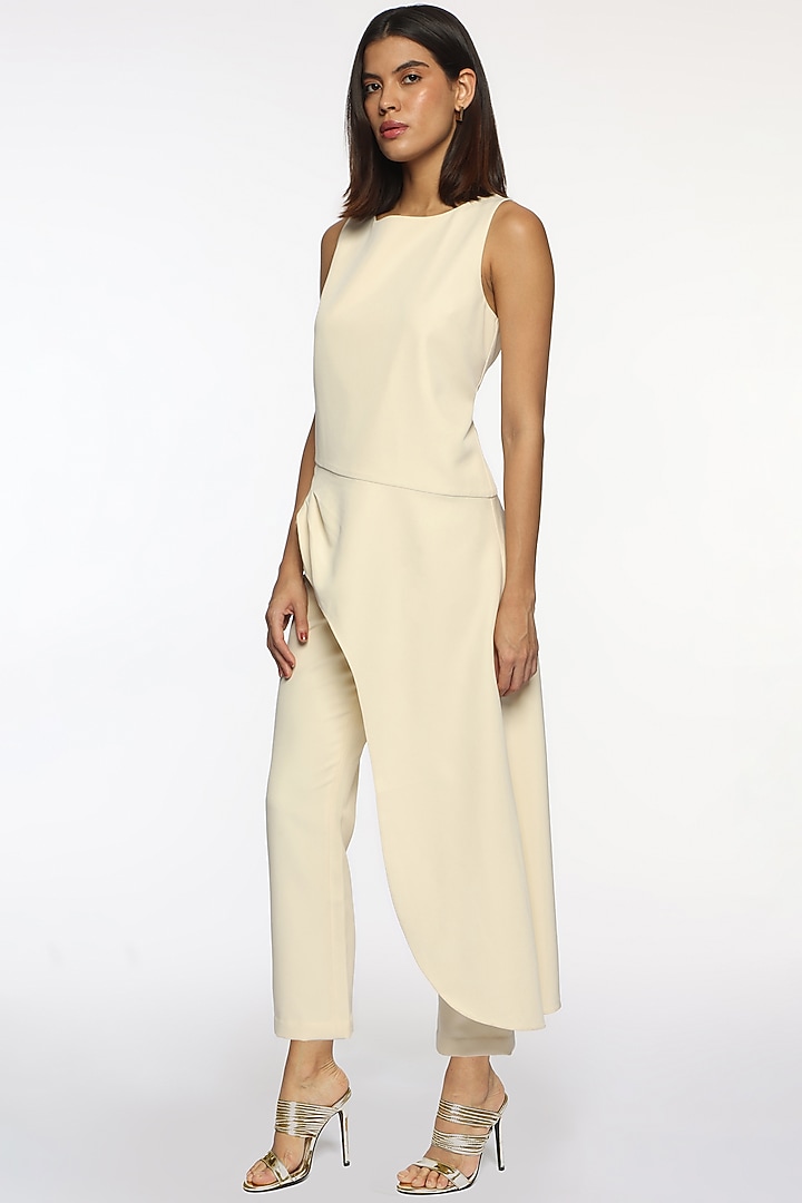 Coconut Milk White Banana Crepe Top by Sonal Singh at Pernia's Pop Up Shop