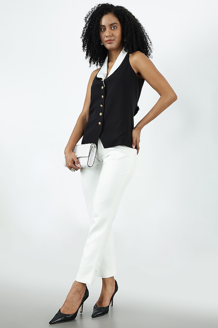 Lucent White Banana Crepe Ankle-Length Pant by Sonal Singh at Pernia's Pop Up Shop