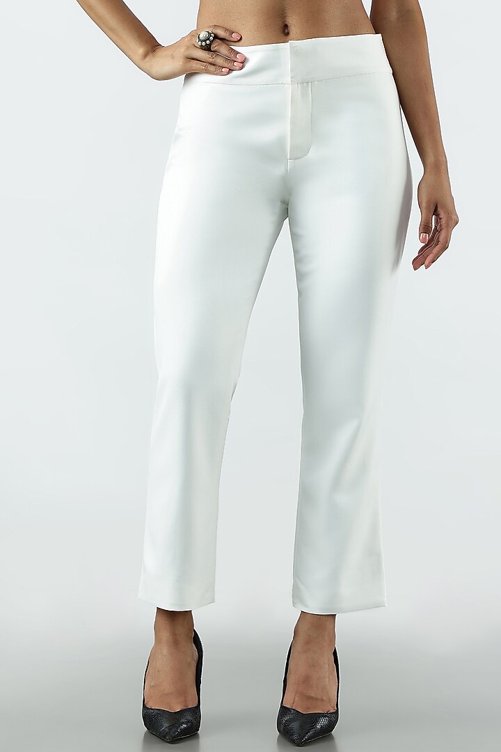 Lucent White Banana Crepe Ankle-Length Pant by Sonal Singh at Pernia's Pop Up Shop