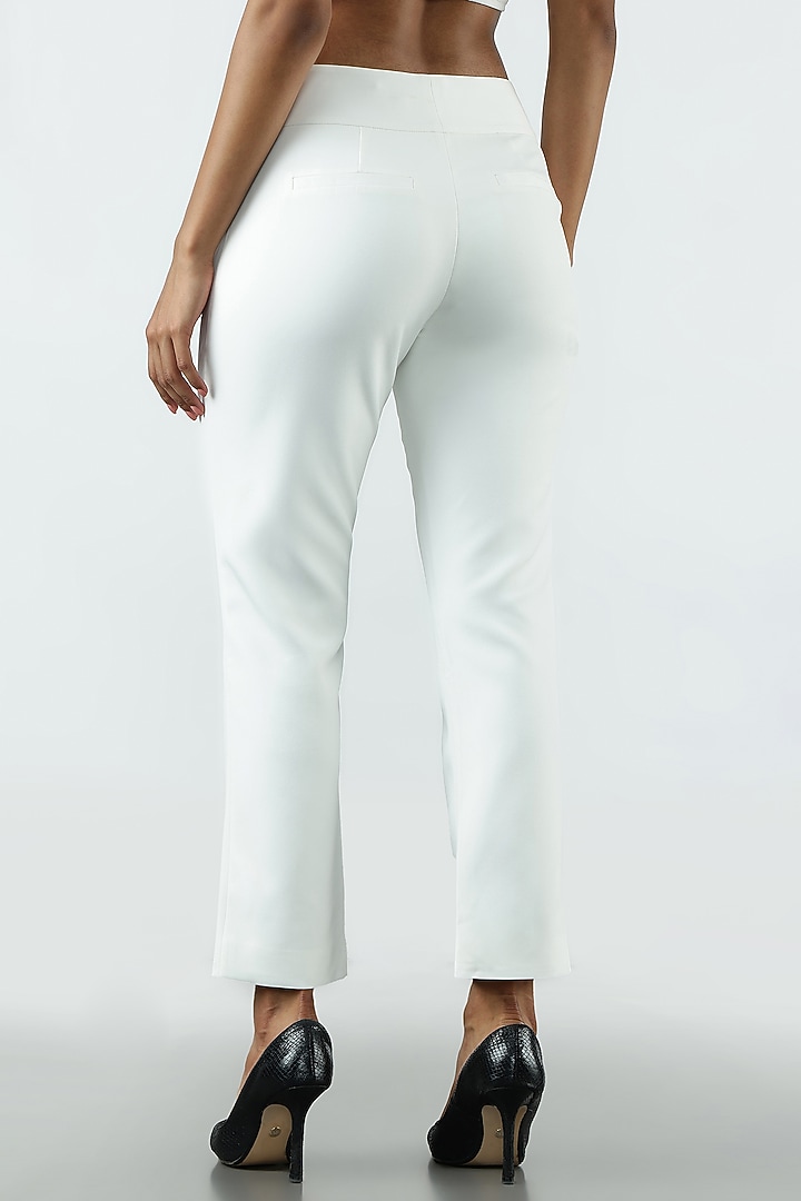 Lucent White Banana Crepe Ankle-Length Pant by Sonal Singh at Pernia's Pop Up Shop