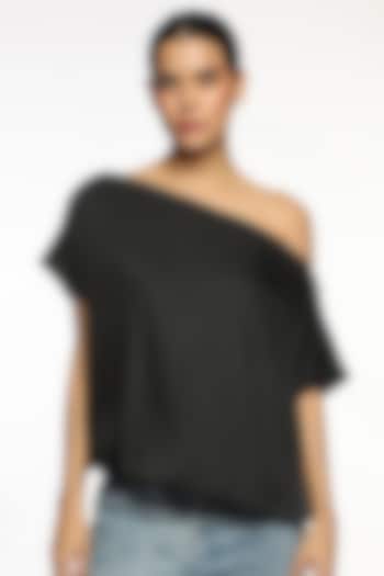 Black Satin Top by Sonal Singh at Pernia's Pop Up Shop