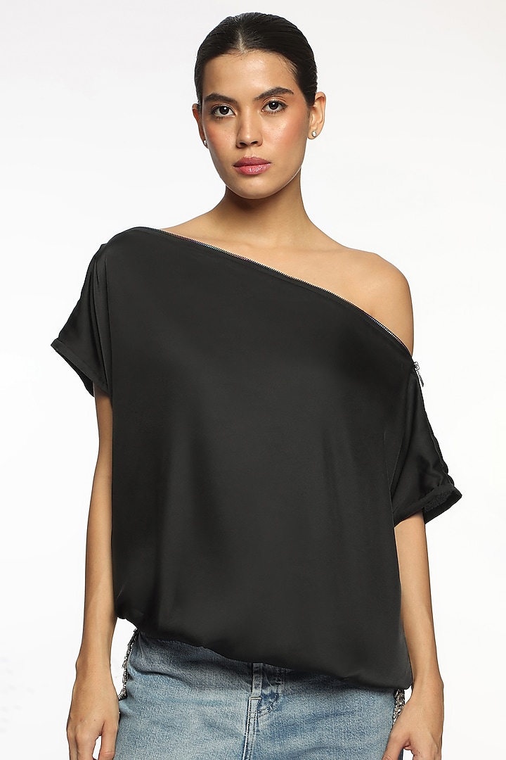 Black Satin Top by Sonal Singh at Pernia's Pop Up Shop