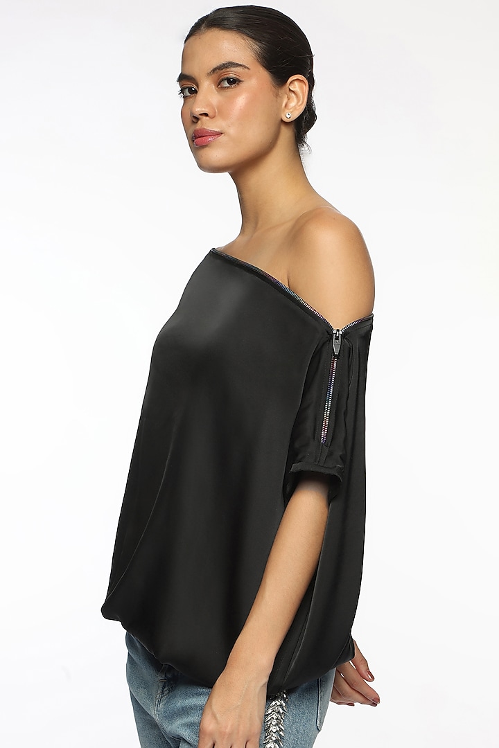 Black Satin Top by Sonal Singh at Pernia's Pop Up Shop