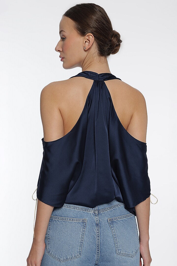 Blue Satin Top by Sonal Singh at Pernia's Pop Up Shop