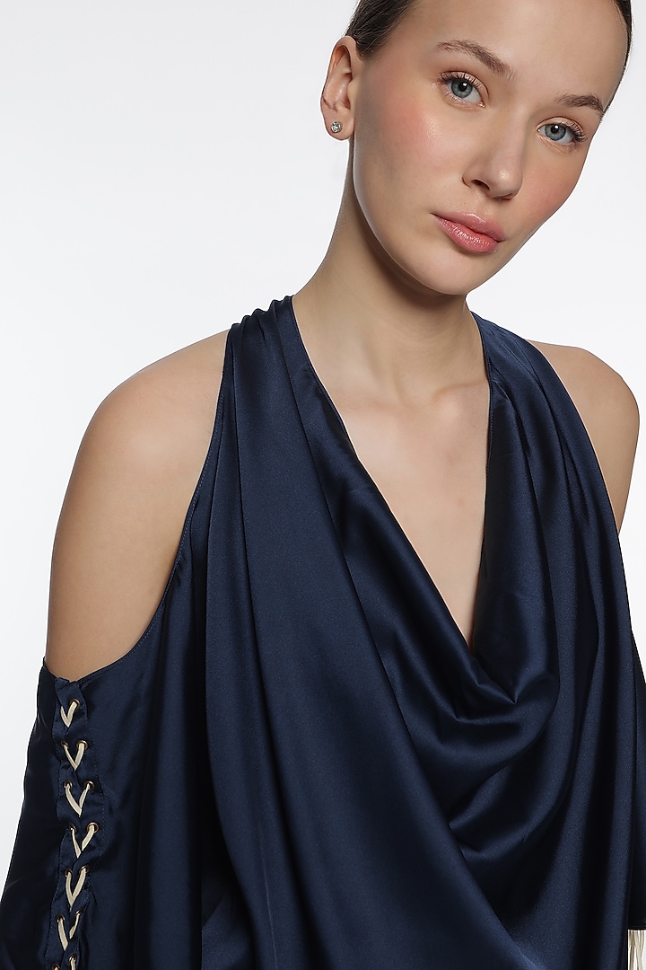 Blue Satin Top by Sonal Singh at Pernia's Pop Up Shop