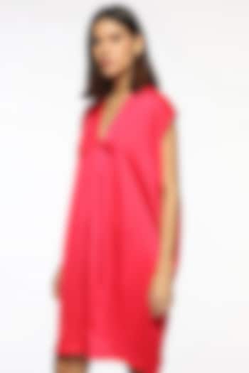 Pink Satin Box Pleated Summer Dress by Sonal Singh at Pernia's Pop Up Shop